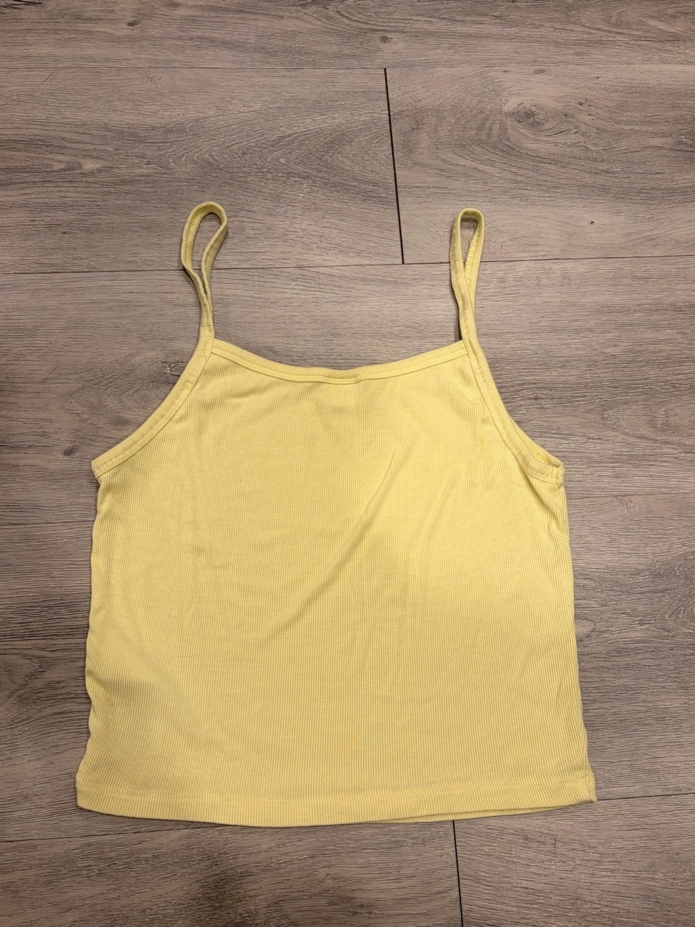 Aritzia Pale Yellow Ribbed Spaghetti Strap Tank - Picture 2 of 4